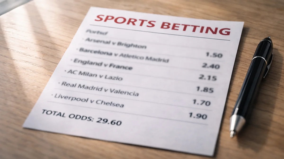 Ticket de paris sportifs avec plusieurs sélections sur un bureau