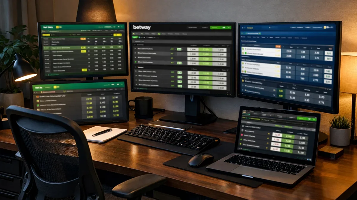 Écrans multiples affichant des cotes de paris sportifs en temps réel