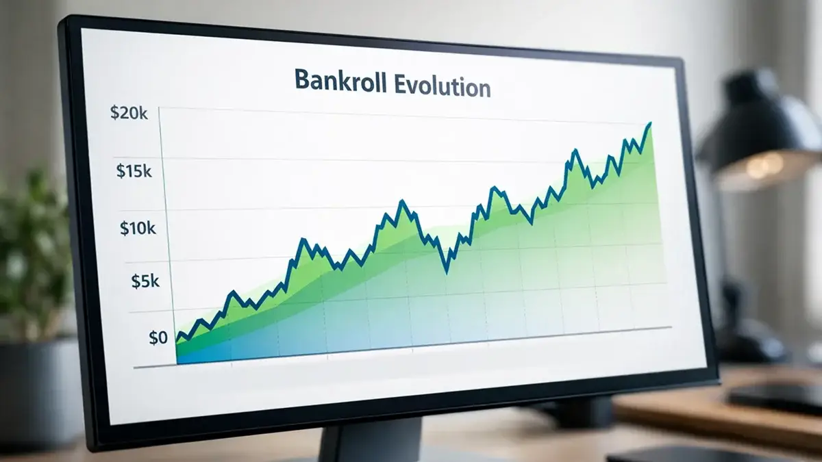 Graphique montrant l'évolution d'une bankroll avec gestion disciplinée