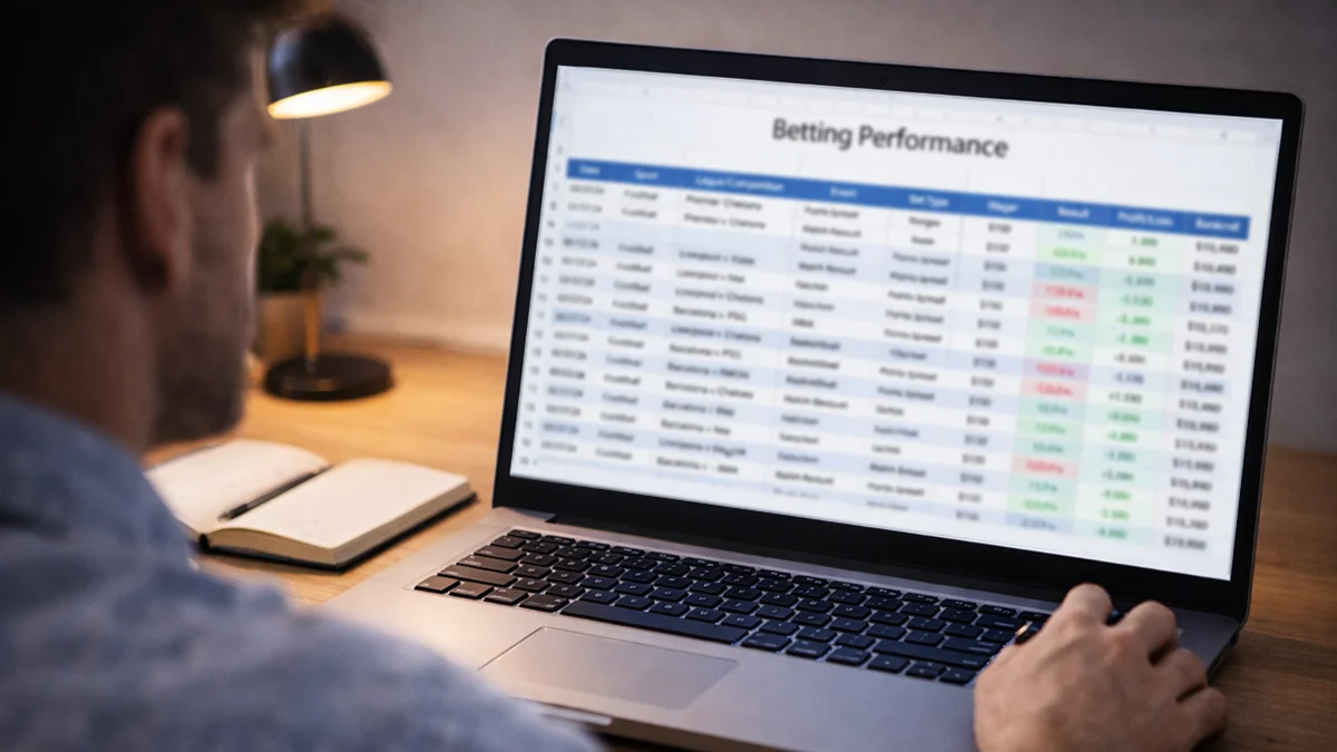 Personne analysant ses performances de paris sur un tableur