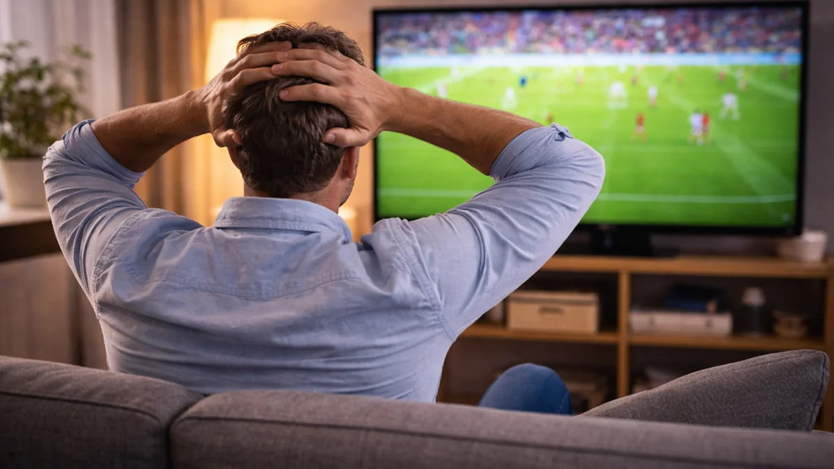 Supporter de football vivant intensément les émotions d'un match