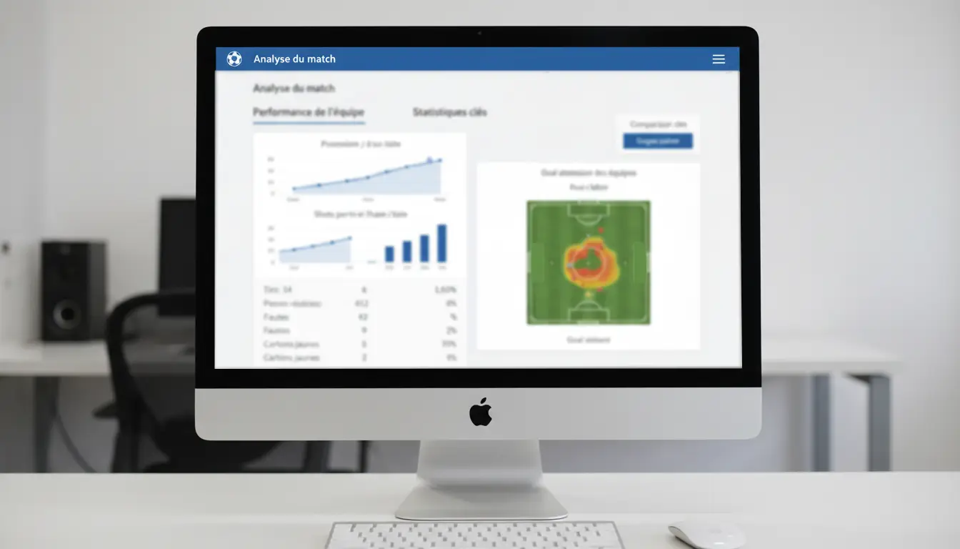 Écran d'ordinateur affichant des statistiques détaillées de football