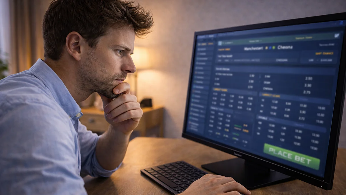 Parieur discipliné prenant le temps de réfléchir avant de valider son pari