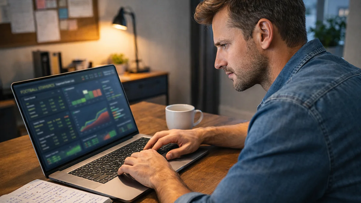 Analyste étudiant des données xG sur un ordinateur portable