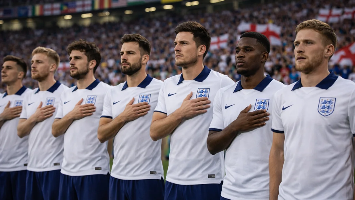 Joueurs d'une équipe nationale alignés avant un match