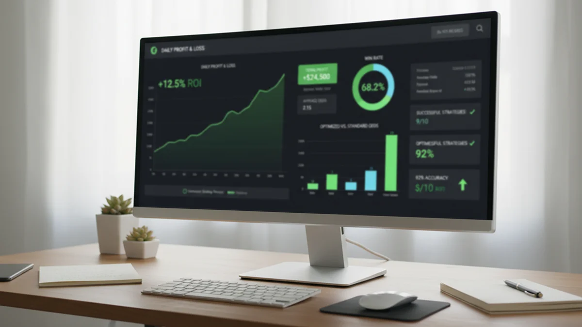 Tableau de bord montrant les performances de paris optimisés