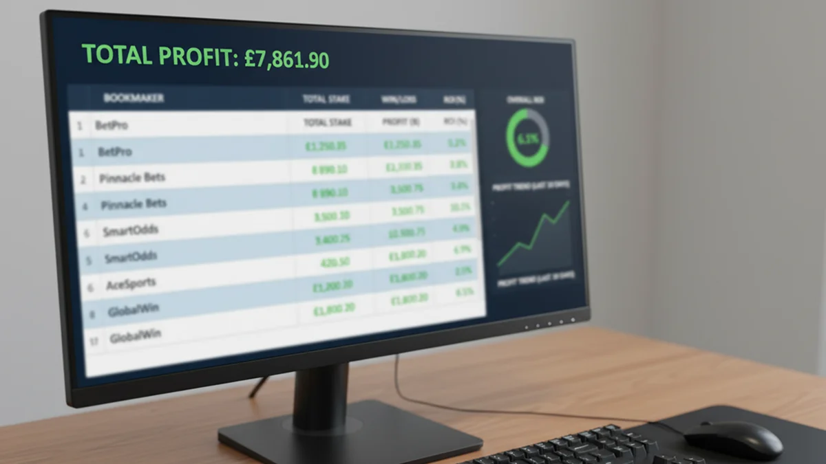 Tableau de suivi des performances avec différents bookmakers