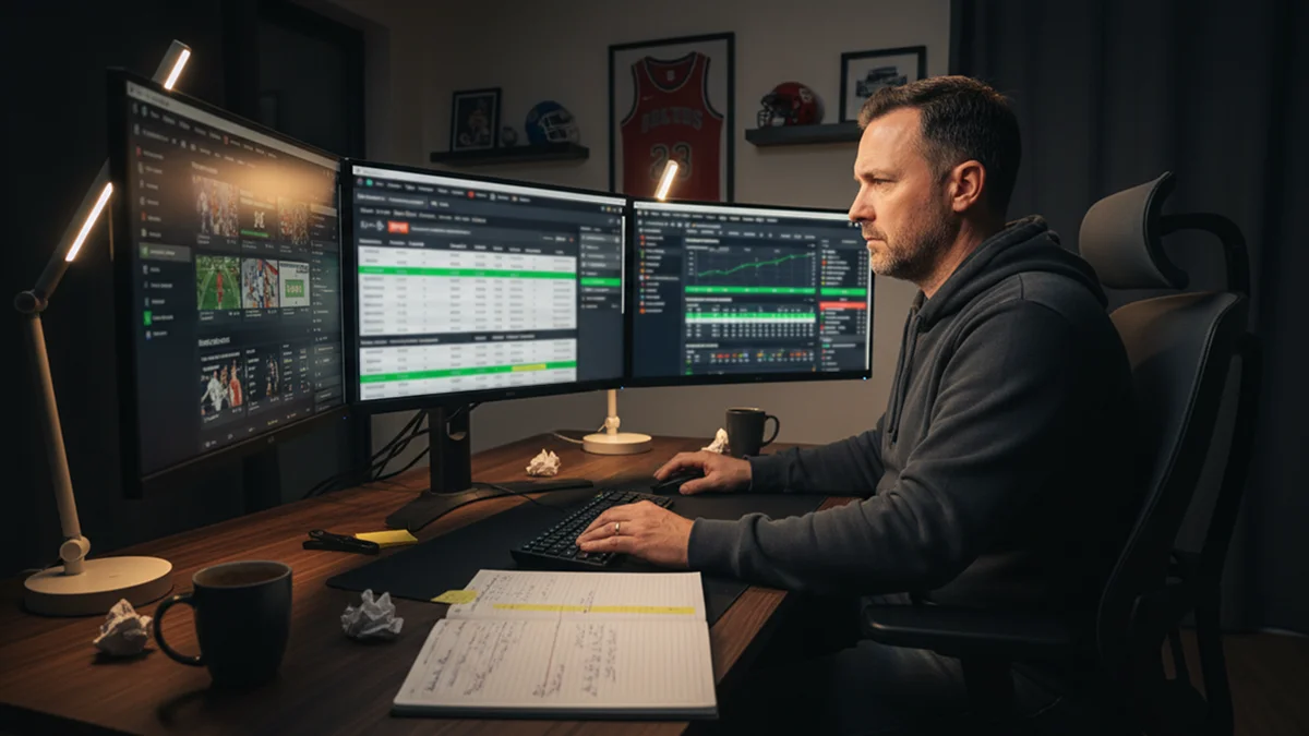 Parieur comparant les cotes sur plusieurs écrans