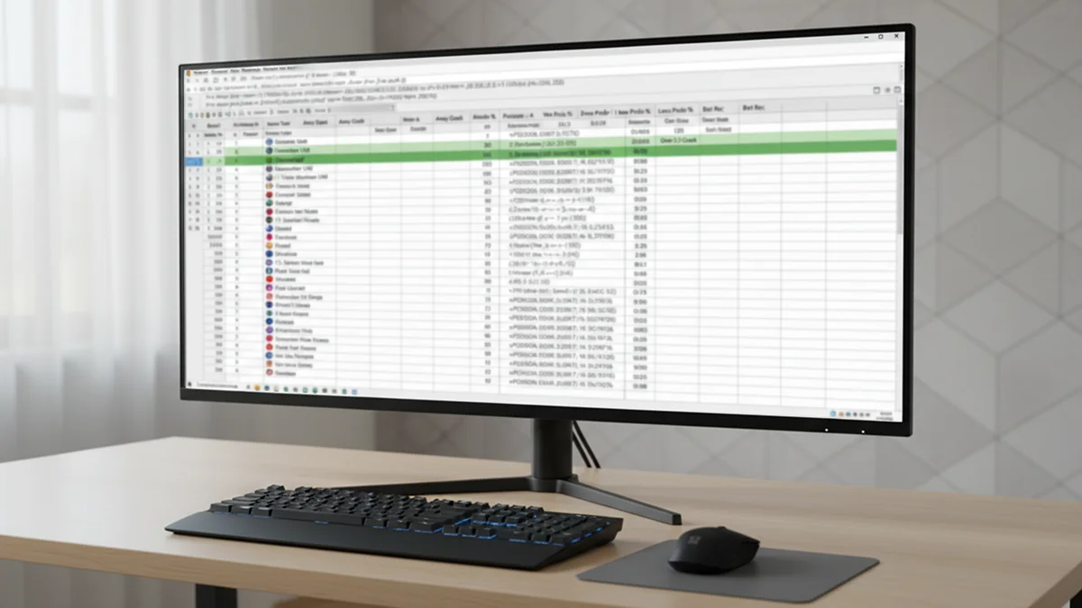 Écran d'ordinateur affichant un tableur avec des formules de prédiction