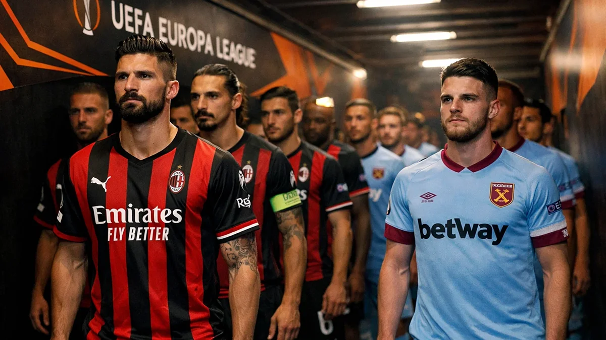 Joueurs de football alignés dans un tunnel avant d'entrer sur le terrain