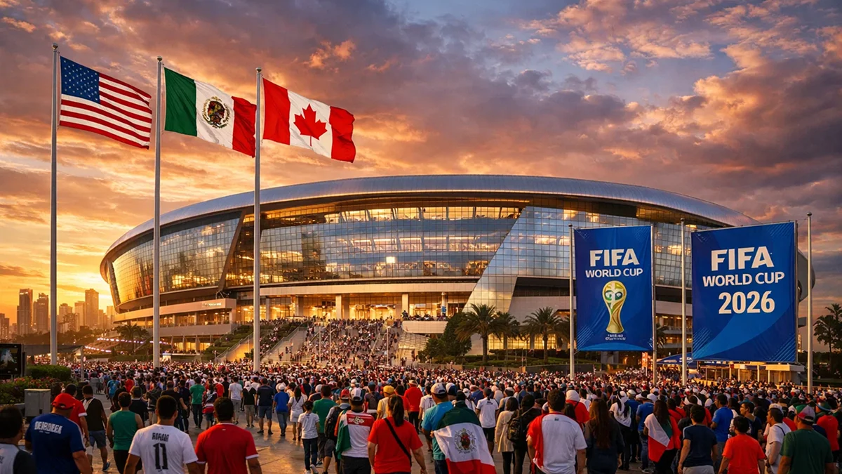 Grand stade américain illuminé pour un événement de football international