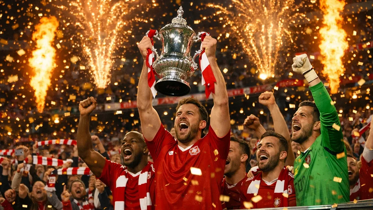 Finale de FA Cup à Wembley avec feux d'artifice et célébrations